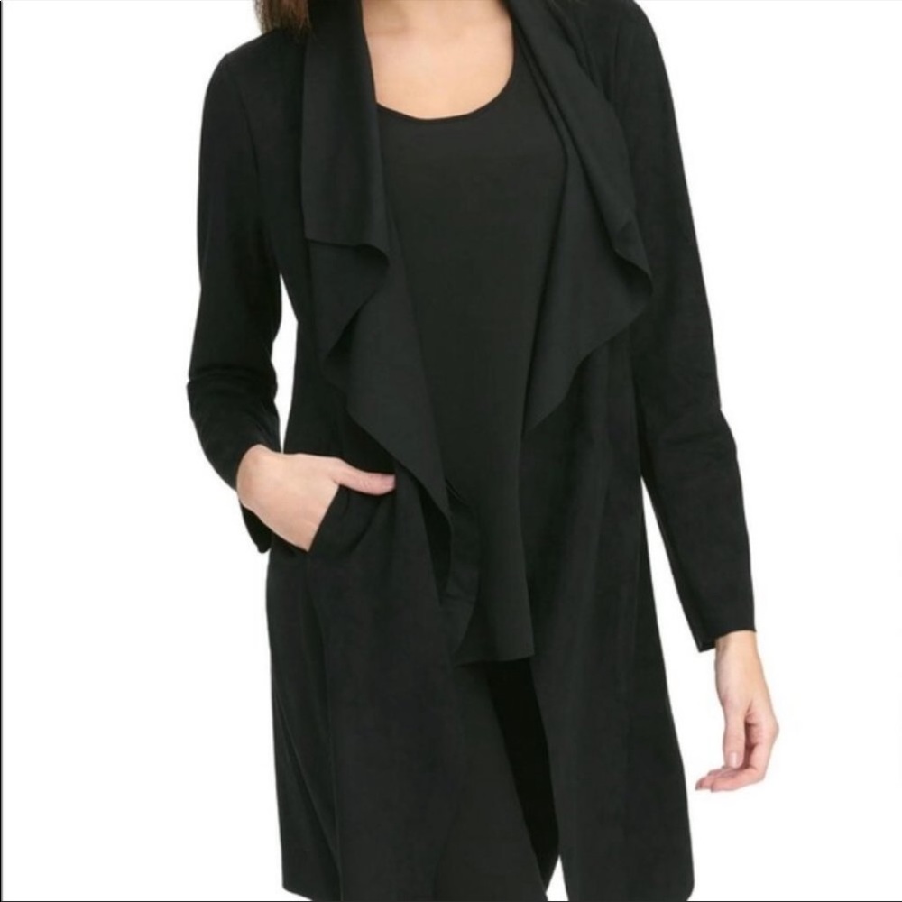 NWT Adrienne Vittadini suede look open front jacket